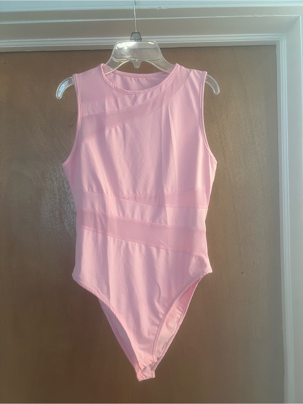 SHEIN Women’s Pink Sleeveless Crewneck Bodysuit